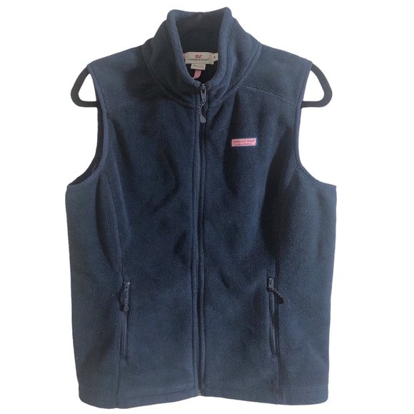 Vineyard Vines Navy Full Zip Sleeveless Fleece Vest Medium - Picture 2 of 9